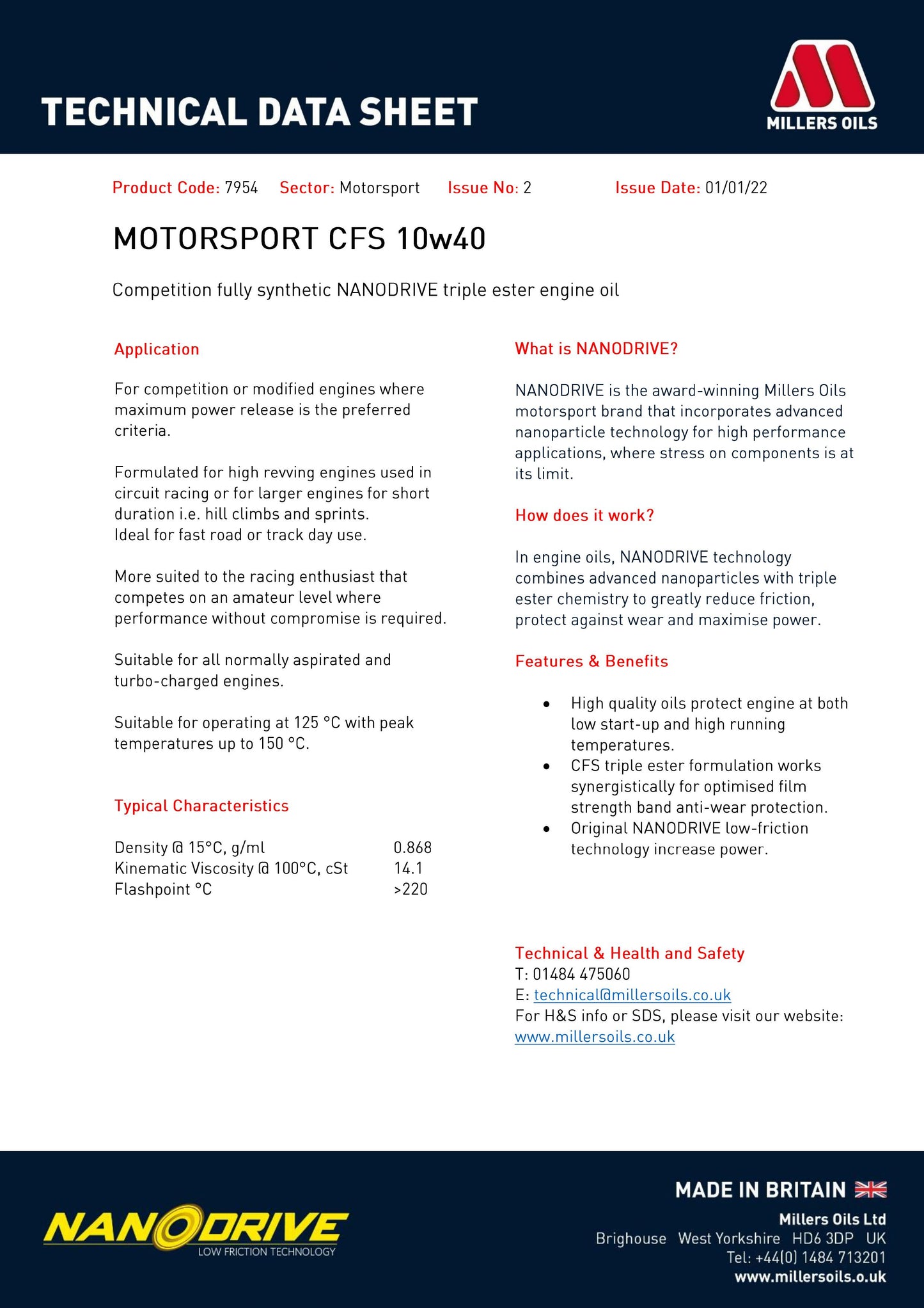 ÓLEO DE MOTOR COMPETIÇÃO CFS 10W40