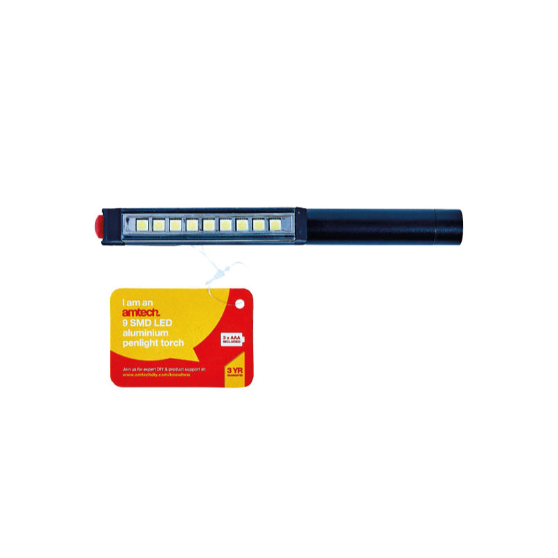 LANTERNA LED TIPO CANETA EM ALUMINIO 9 Leds - 140 Lumens