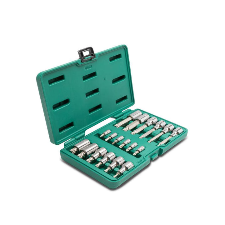 JOGO CHAVES CAIXA BITS 1/4"-1/2" 18 PCS.