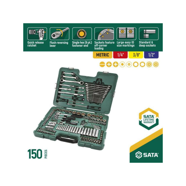 JOGO CHAVE CAIXA 1/4" 3/8" 1/2" 150 PCS.