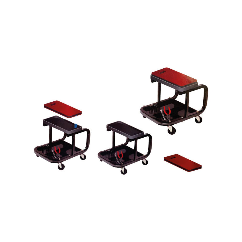 BANCO MECÂNICO COM RODAS E ALMOFADA PARA JOELHOS