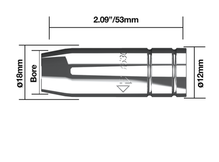 Bico cônico, tamanho do furo 12 mm (15/32 ”)
